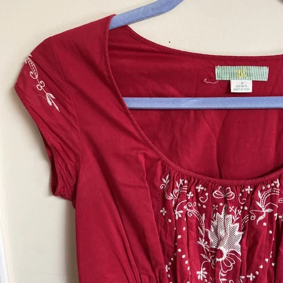 Holiday Scandinavian 100% cotton Intricate Red Dress - Picture 5 of 5